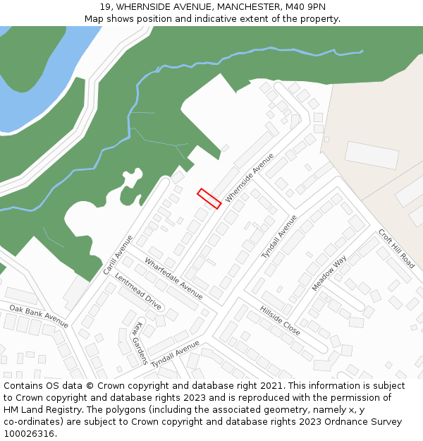 19, WHERNSIDE AVENUE, MANCHESTER, M40 9PN: Location map and indicative extent of plot