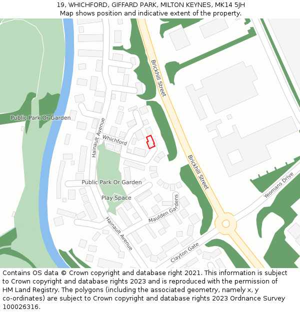 19, WHICHFORD, GIFFARD PARK, MILTON KEYNES, MK14 5JH: Location map and indicative extent of plot