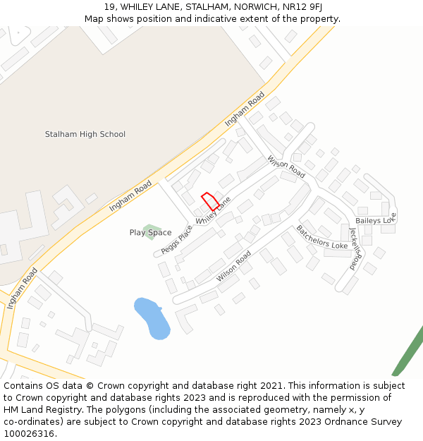 19, WHILEY LANE, STALHAM, NORWICH, NR12 9FJ: Location map and indicative extent of plot