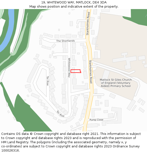 19, WHITEWOOD WAY, MATLOCK, DE4 3DA: Location map and indicative extent of plot