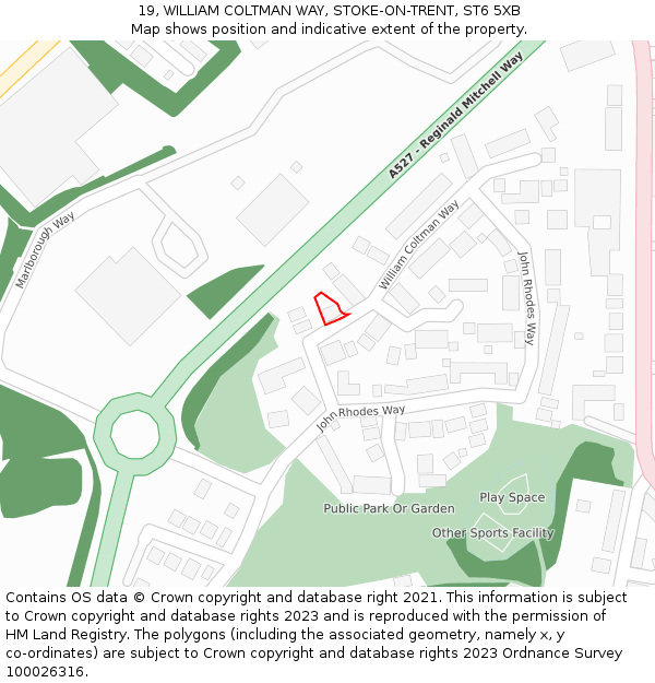 19, WILLIAM COLTMAN WAY, STOKE-ON-TRENT, ST6 5XB: Location map and indicative extent of plot