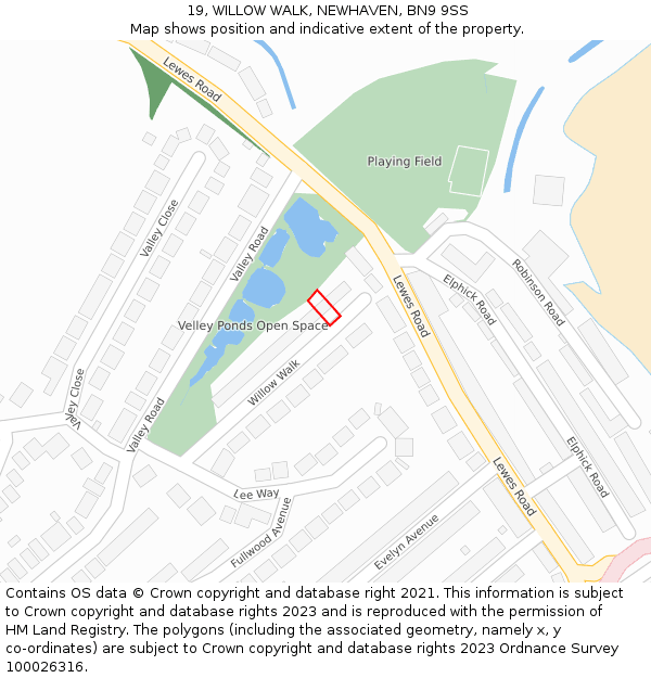 19, WILLOW WALK, NEWHAVEN, BN9 9SS: Location map and indicative extent of plot