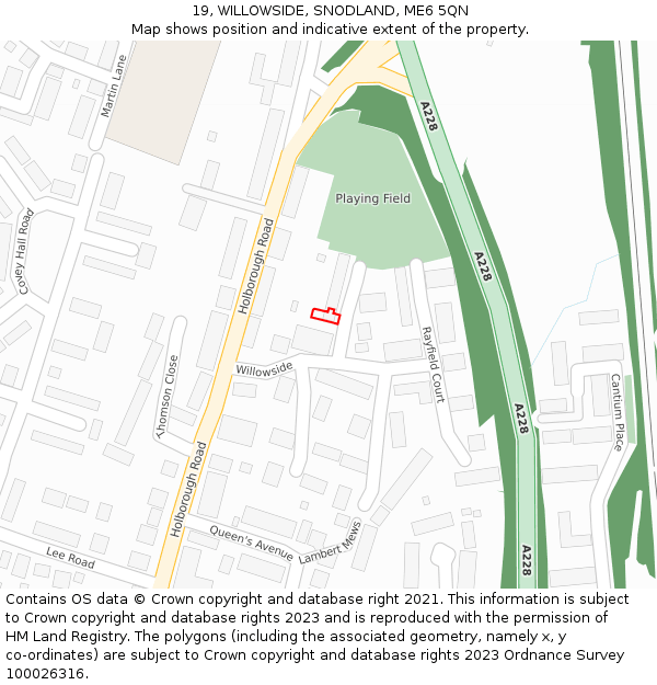 19, WILLOWSIDE, SNODLAND, ME6 5QN: Location map and indicative extent of plot