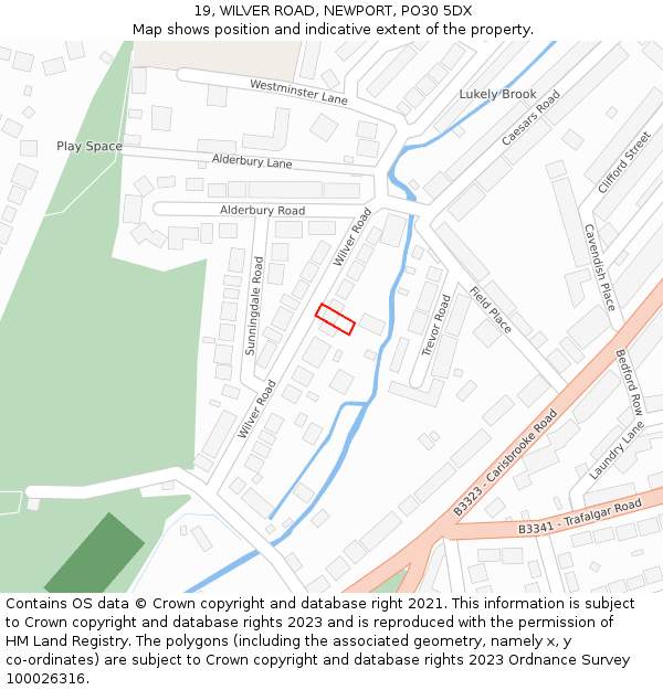 19, WILVER ROAD, NEWPORT, PO30 5DX: Location map and indicative extent of plot