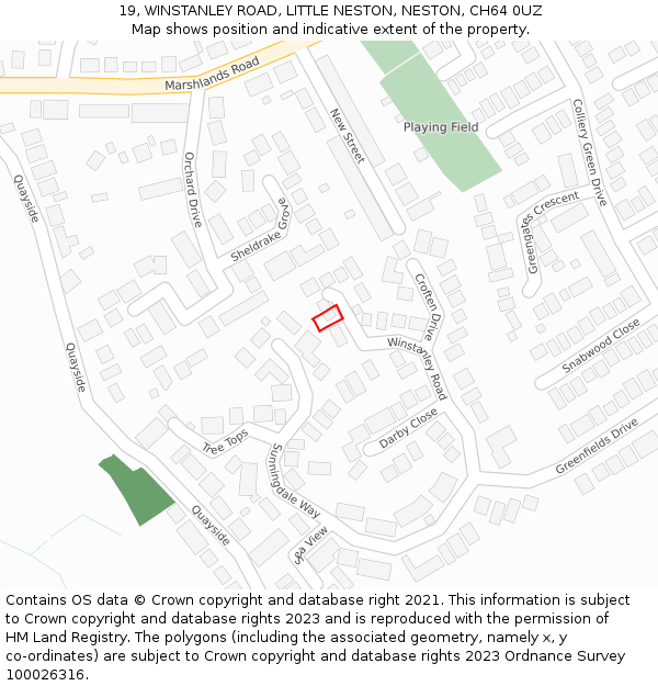 19, WINSTANLEY ROAD, LITTLE NESTON, NESTON, CH64 0UZ: Location map and indicative extent of plot