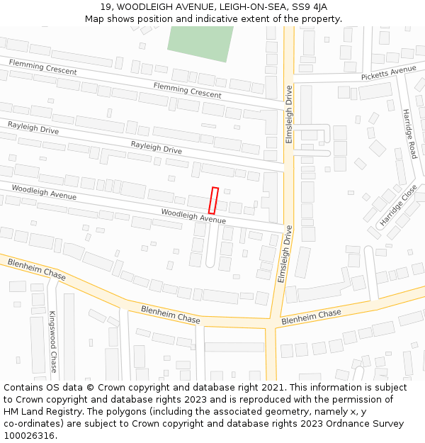 19, WOODLEIGH AVENUE, LEIGH-ON-SEA, SS9 4JA: Location map and indicative extent of plot