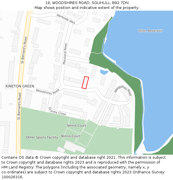 19, WOODSHIRES ROAD, SOLIHULL, B92 7DN: Location map and indicative extent of plot