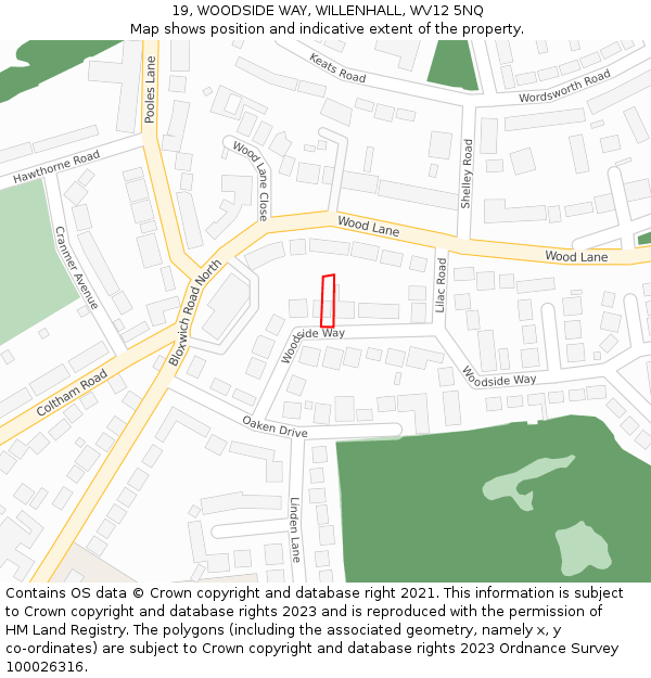 19, WOODSIDE WAY, WILLENHALL, WV12 5NQ: Location map and indicative extent of plot