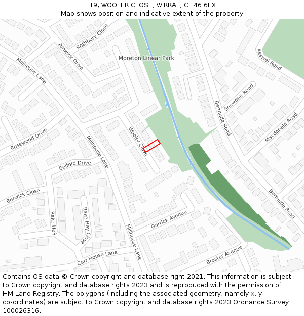 19, WOOLER CLOSE, WIRRAL, CH46 6EX: Location map and indicative extent of plot