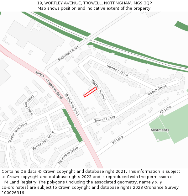 19, WORTLEY AVENUE, TROWELL, NOTTINGHAM, NG9 3QP: Location map and indicative extent of plot