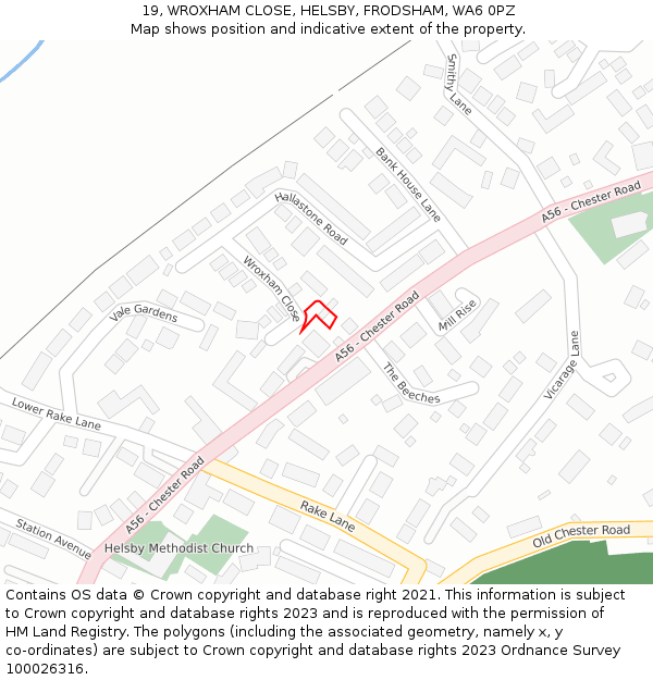 19, WROXHAM CLOSE, HELSBY, FRODSHAM, WA6 0PZ: Location map and indicative extent of plot