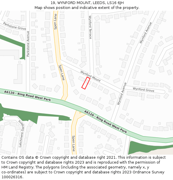 19, WYNFORD MOUNT, LEEDS, LS16 6JH: Location map and indicative extent of plot