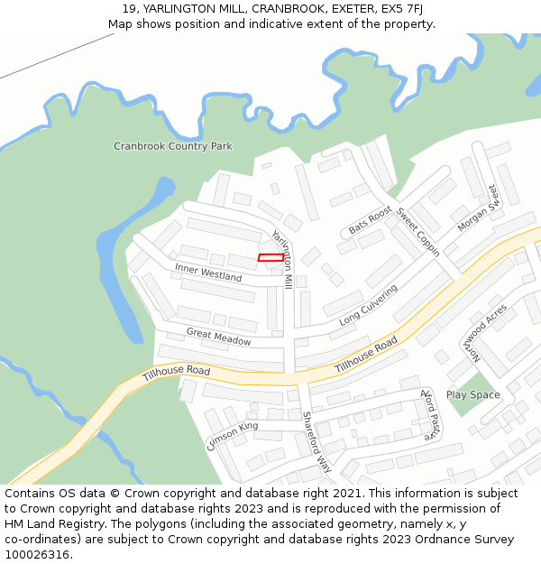 19, YARLINGTON MILL, CRANBROOK, EXETER, EX5 7FJ: Location map and indicative extent of plot