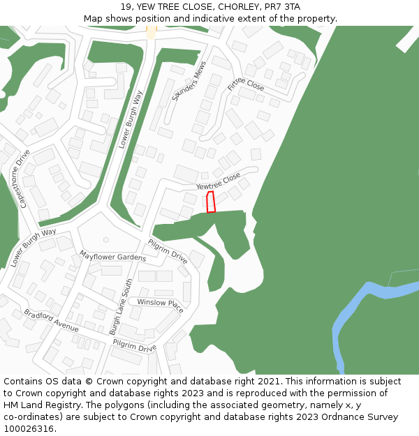19, YEW TREE CLOSE, CHORLEY, PR7 3TA: Location map and indicative extent of plot