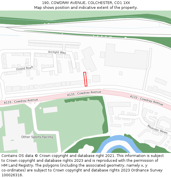 190, COWDRAY AVENUE, COLCHESTER, CO1 1XX: Location map and indicative extent of plot