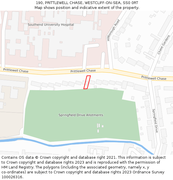 190, PRITTLEWELL CHASE, WESTCLIFF-ON-SEA, SS0 0RT: Location map and indicative extent of plot