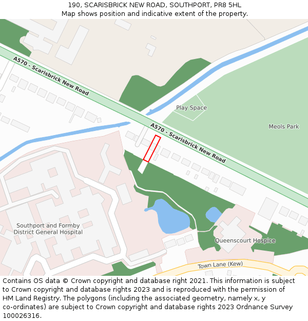 190, SCARISBRICK NEW ROAD, SOUTHPORT, PR8 5HL: Location map and indicative extent of plot