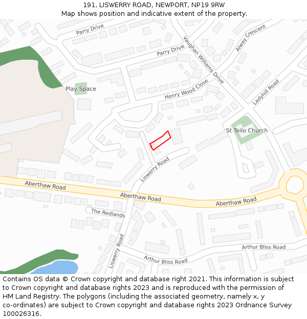 191, LISWERRY ROAD, NEWPORT, NP19 9RW: Location map and indicative extent of plot