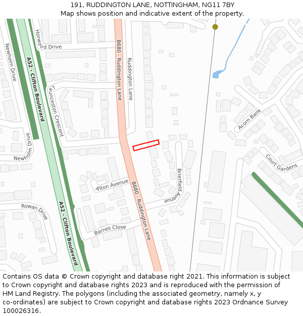 191, RUDDINGTON LANE, NOTTINGHAM, NG11 7BY: Location map and indicative extent of plot