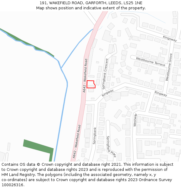 191, WAKEFIELD ROAD, GARFORTH, LEEDS, LS25 1NE: Location map and indicative extent of plot