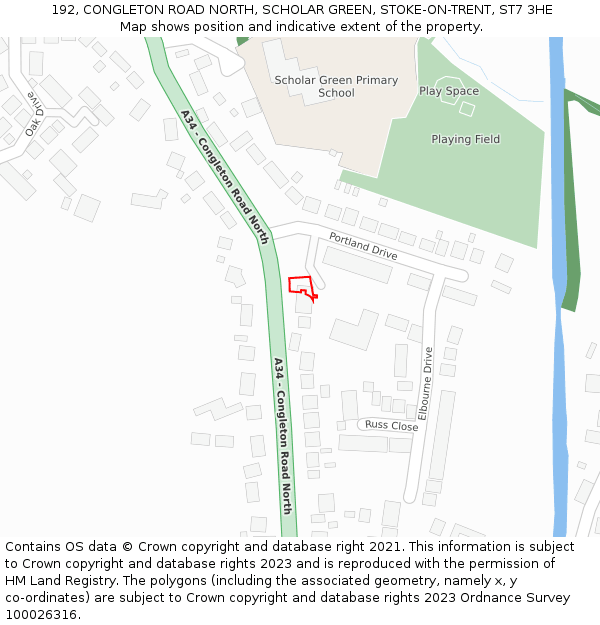 192, CONGLETON ROAD NORTH, SCHOLAR GREEN, STOKE-ON-TRENT, ST7 3HE: Location map and indicative extent of plot