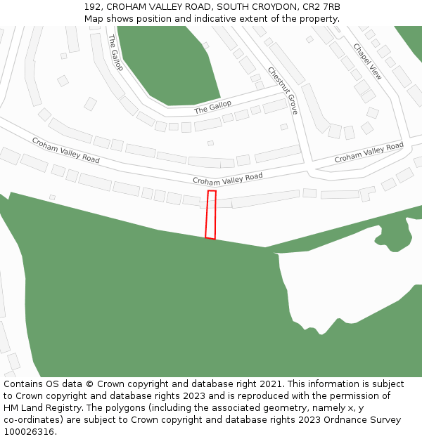 192, CROHAM VALLEY ROAD, SOUTH CROYDON, CR2 7RB: Location map and indicative extent of plot