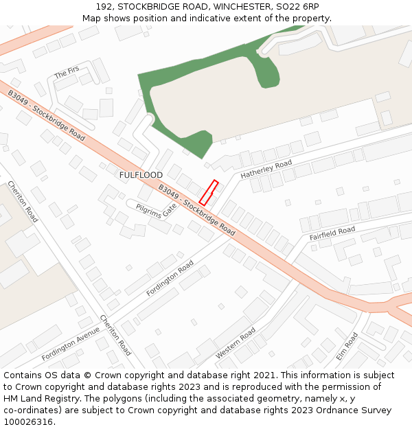 192, STOCKBRIDGE ROAD, WINCHESTER, SO22 6RP: Location map and indicative extent of plot