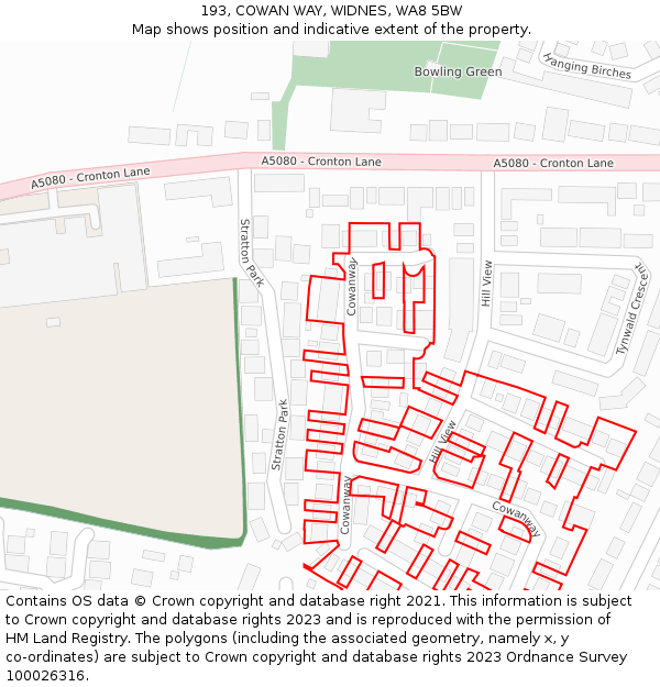 193, COWAN WAY, WIDNES, WA8 5BW: Location map and indicative extent of plot