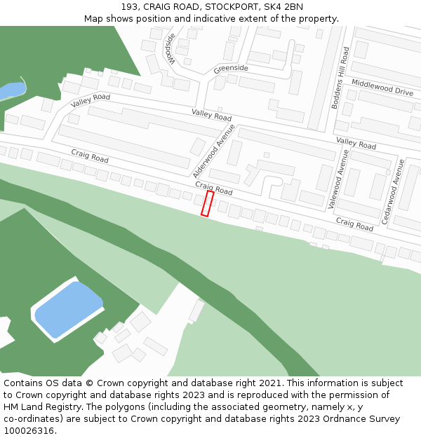 193, CRAIG ROAD, STOCKPORT, SK4 2BN: Location map and indicative extent of plot