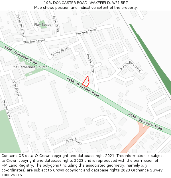 193, DONCASTER ROAD, WAKEFIELD, WF1 5EZ: Location map and indicative extent of plot