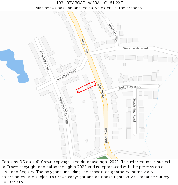 193, IRBY ROAD, WIRRAL, CH61 2XE: Location map and indicative extent of plot