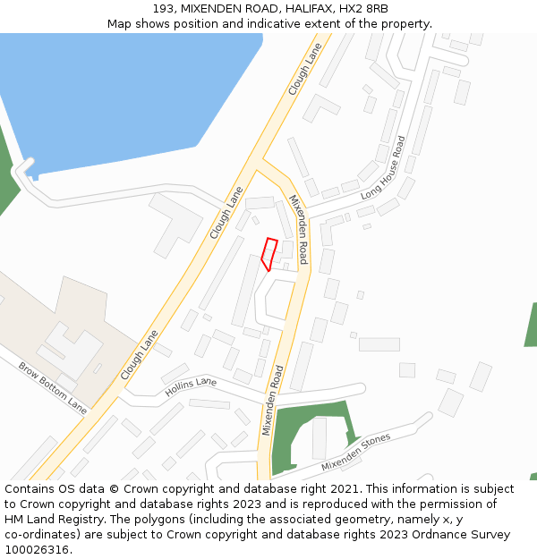 193, MIXENDEN ROAD, HALIFAX, HX2 8RB: Location map and indicative extent of plot