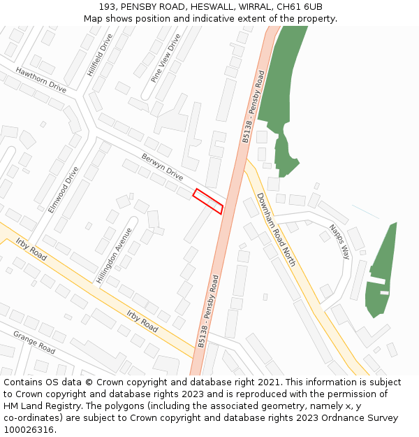 193, PENSBY ROAD, HESWALL, WIRRAL, CH61 6UB: Location map and indicative extent of plot