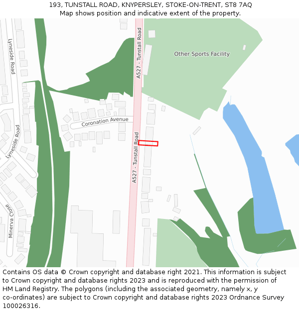 193, TUNSTALL ROAD, KNYPERSLEY, STOKE-ON-TRENT, ST8 7AQ: Location map and indicative extent of plot