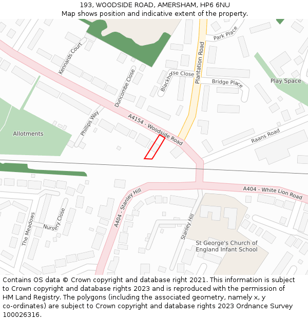 193, WOODSIDE ROAD, AMERSHAM, HP6 6NU: Location map and indicative extent of plot