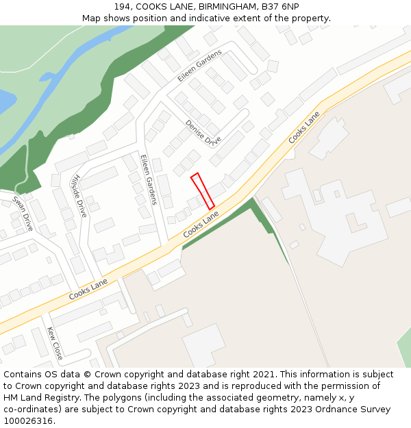 194, COOKS LANE, BIRMINGHAM, B37 6NP: Location map and indicative extent of plot