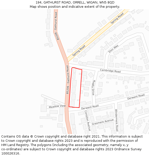 194, GATHURST ROAD, ORRELL, WIGAN, WN5 8QD: Location map and indicative extent of plot