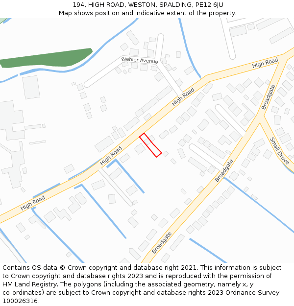 194, HIGH ROAD, WESTON, SPALDING, PE12 6JU: Location map and indicative extent of plot