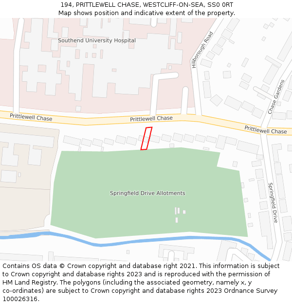 194, PRITTLEWELL CHASE, WESTCLIFF-ON-SEA, SS0 0RT: Location map and indicative extent of plot