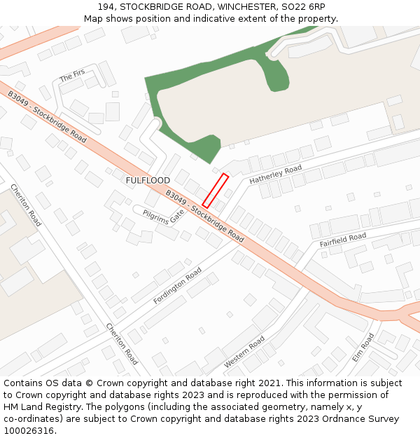 194, STOCKBRIDGE ROAD, WINCHESTER, SO22 6RP: Location map and indicative extent of plot