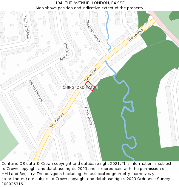 194, THE AVENUE, LONDON, E4 9SE: Location map and indicative extent of plot