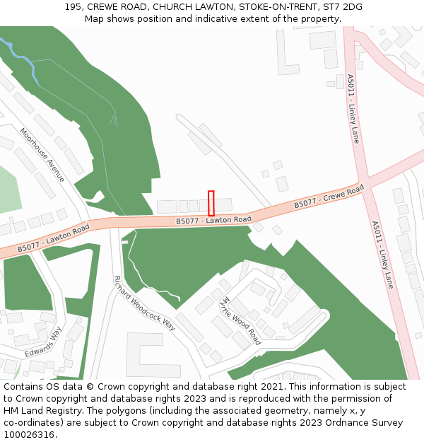 195, CREWE ROAD, CHURCH LAWTON, STOKE-ON-TRENT, ST7 2DG: Location map and indicative extent of plot