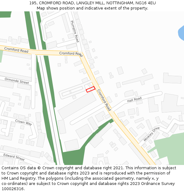 195, CROMFORD ROAD, LANGLEY MILL, NOTTINGHAM, NG16 4EU: Location map and indicative extent of plot