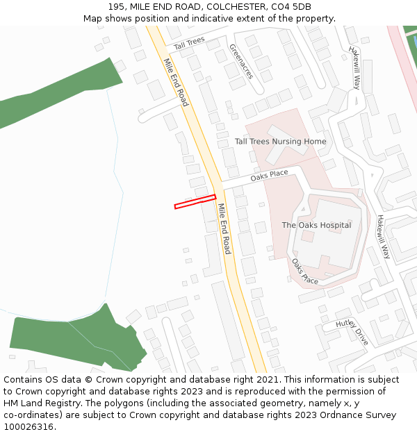 195, MILE END ROAD, COLCHESTER, CO4 5DB: Location map and indicative extent of plot