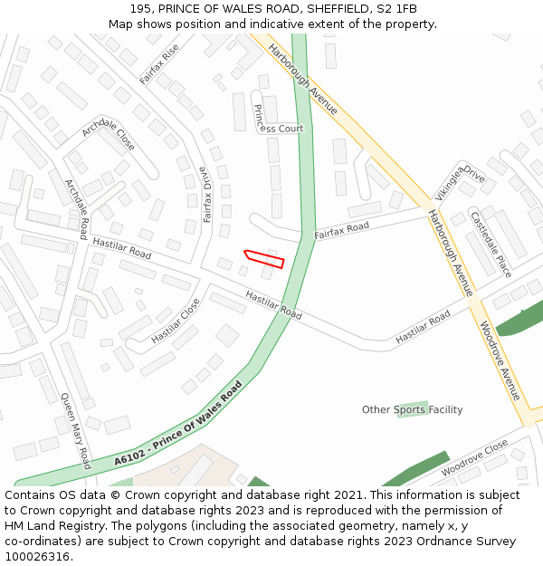 195, PRINCE OF WALES ROAD, SHEFFIELD, S2 1FB: Location map and indicative extent of plot