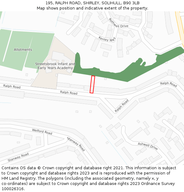 195, RALPH ROAD, SHIRLEY, SOLIHULL, B90 3LB: Location map and indicative extent of plot