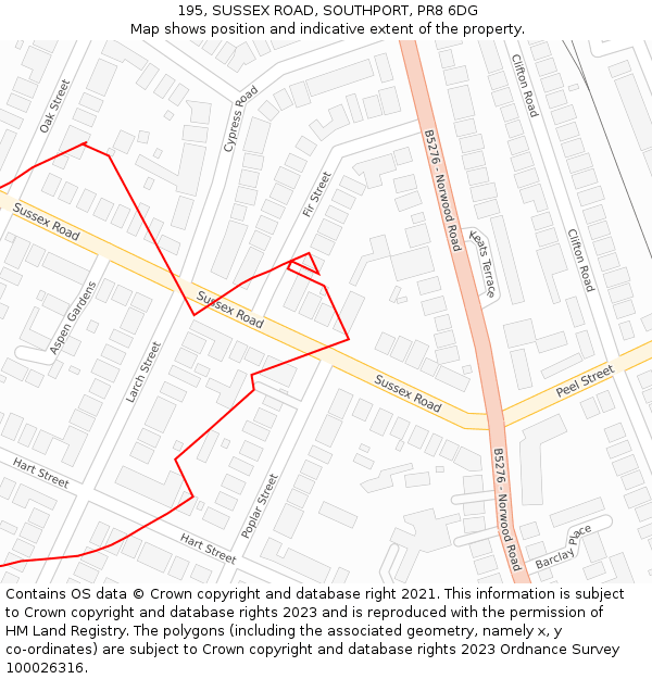 195, SUSSEX ROAD, SOUTHPORT, PR8 6DG: Location map and indicative extent of plot