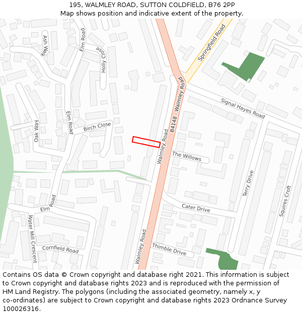 195, WALMLEY ROAD, SUTTON COLDFIELD, B76 2PP: Location map and indicative extent of plot