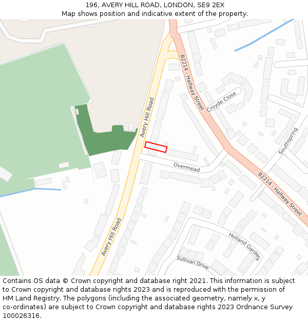 196, AVERY HILL ROAD, LONDON, SE9 2EX: Location map and indicative extent of plot