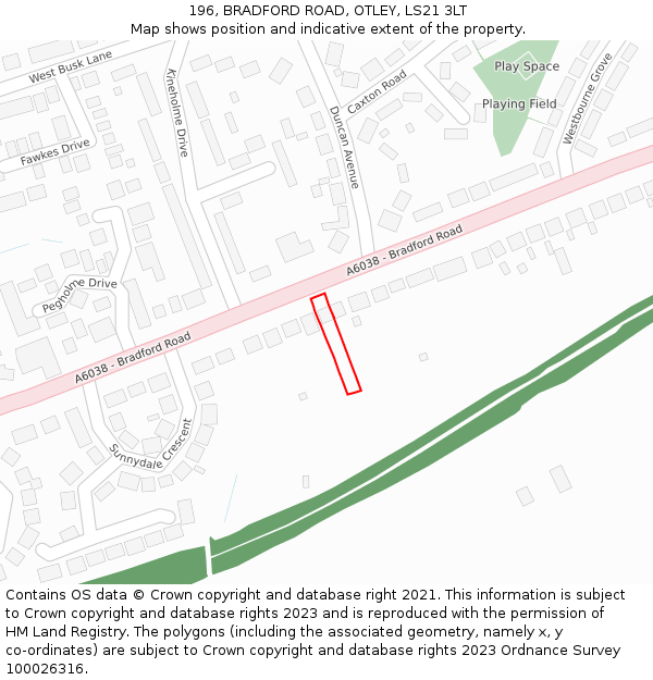 196, BRADFORD ROAD, OTLEY, LS21 3LT: Location map and indicative extent of plot